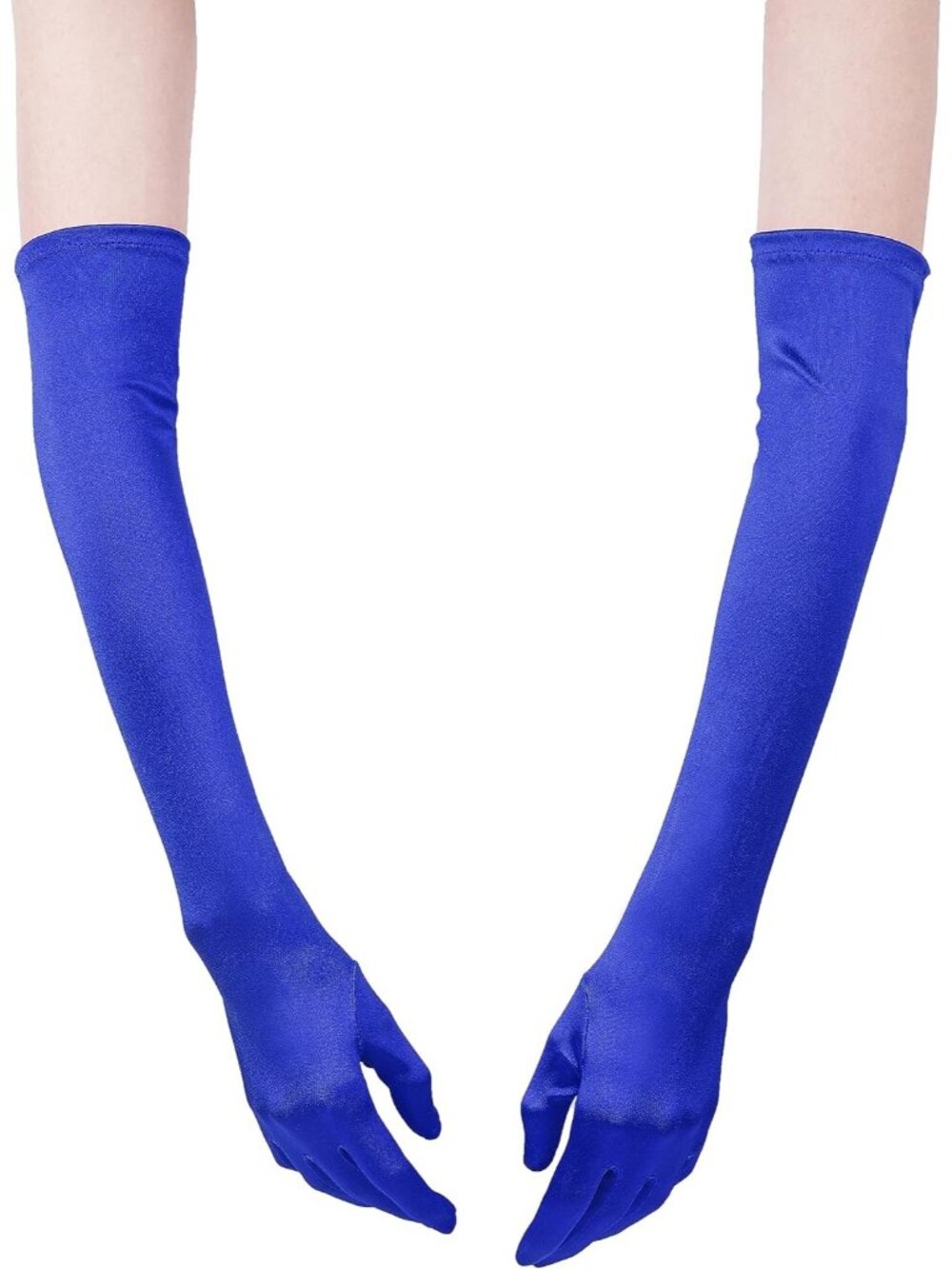 Women's Blue 1920s Arm Sleeves Classic Bridal Elbow Length Satin Opera Gloves